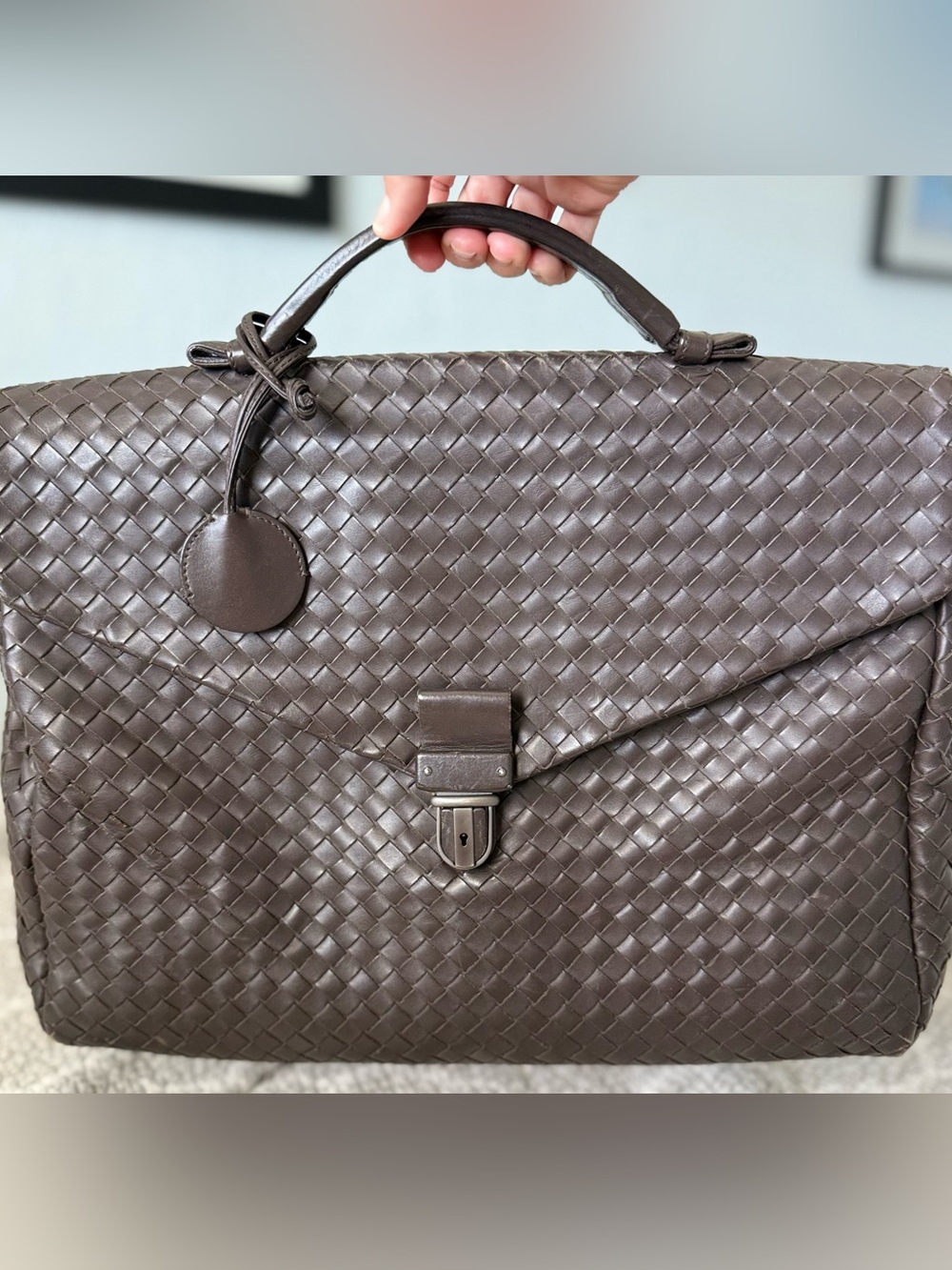 Bottega Veneta Intrecciato Leather Briefcase w/ Key - EXCELLENT-COA